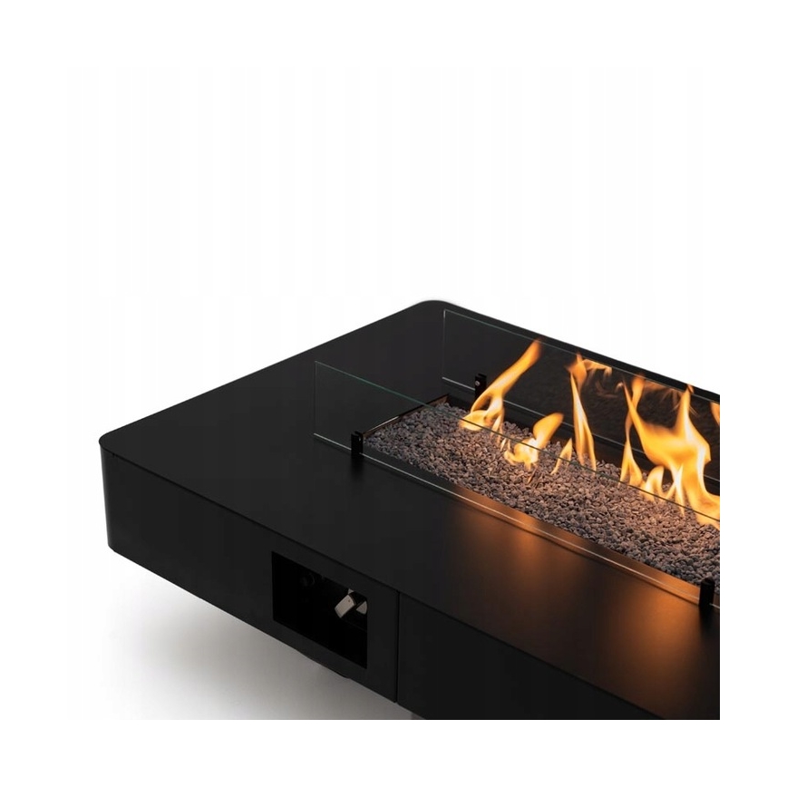 Planika - Buiten gas haard 46x106 cm 10kW zwart + beschermende hoes