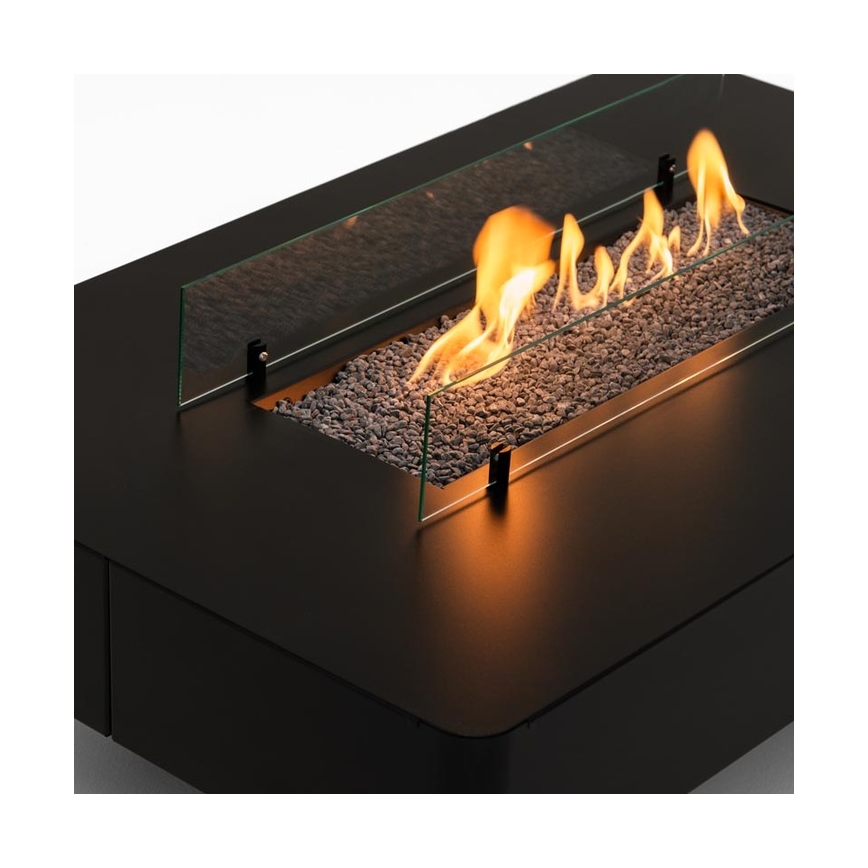 Planika - Buiten gas haard 46x106 cm 10kW zwart + beschermende hoes