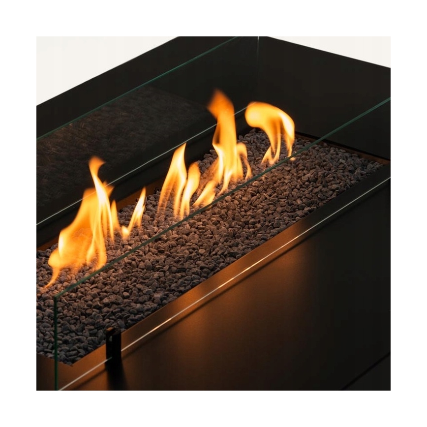 Planika - Buiten gas haard 46x106 cm 10kW zwart + beschermende hoes