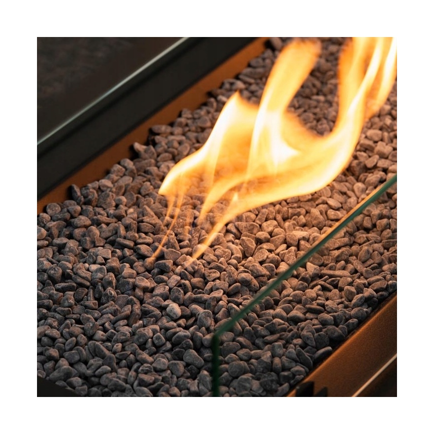 Planika - Buiten gas haard 46x106 cm 10kW zwart + beschermende hoes