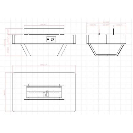 Planika - Buiten gas haard 46x106 cm 10kW zwart + beschermende hoes