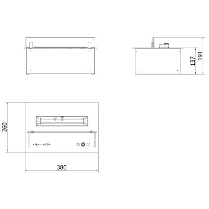 Planika - Inbouw BIO-open haard met afstandsbediening 19,1x38 cm 2,5kW/230V zwart