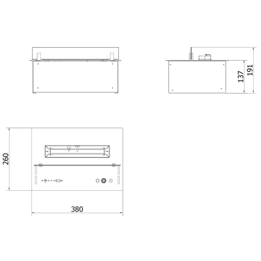 Planika - Inbouw BIO-open haard met afstandsbediening 19,1x38 cm 2,5kW/230V zwart