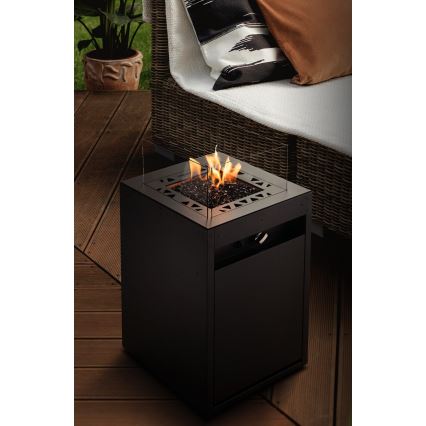 Planika - Buiten gas haard 79,7x48 cm 10kW zwart + beschermende hoes