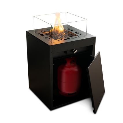 Planika - Buiten gas haard 79,7x48 cm 10kW zwart + beschermende hoes