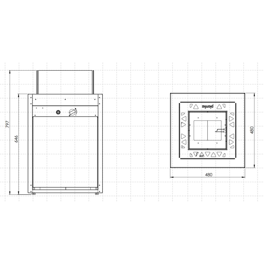 Planika - Buiten gashaard 79,7x48 cm 10kW 1xAAA zwart + beschermhoes