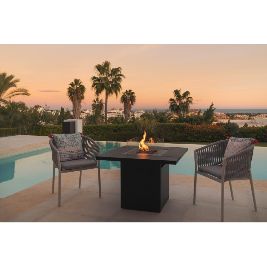 Planika - Buiten gas haard 79,7x90 cm 10kW 1xAAA zwart + beschermende hoes