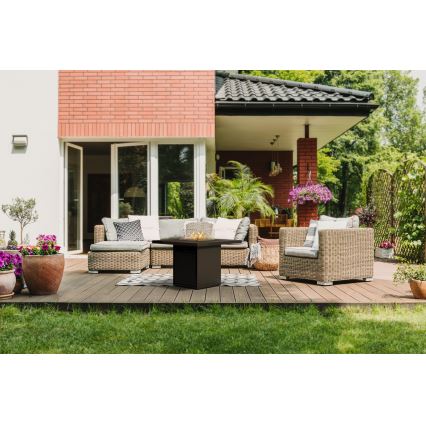 Planika - Buiten gas haard 79,7x90 cm 10kW 1xAAA zwart + beschermende hoes