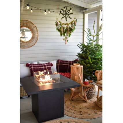 Planika - Buiten gas haard 79,7x90 cm 10kW 1xAAA zwart + beschermende hoes