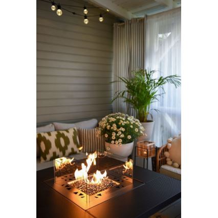 Planika - Buiten gas haard 79,7x90 cm 10kW 1xAAA zwart + beschermende hoes