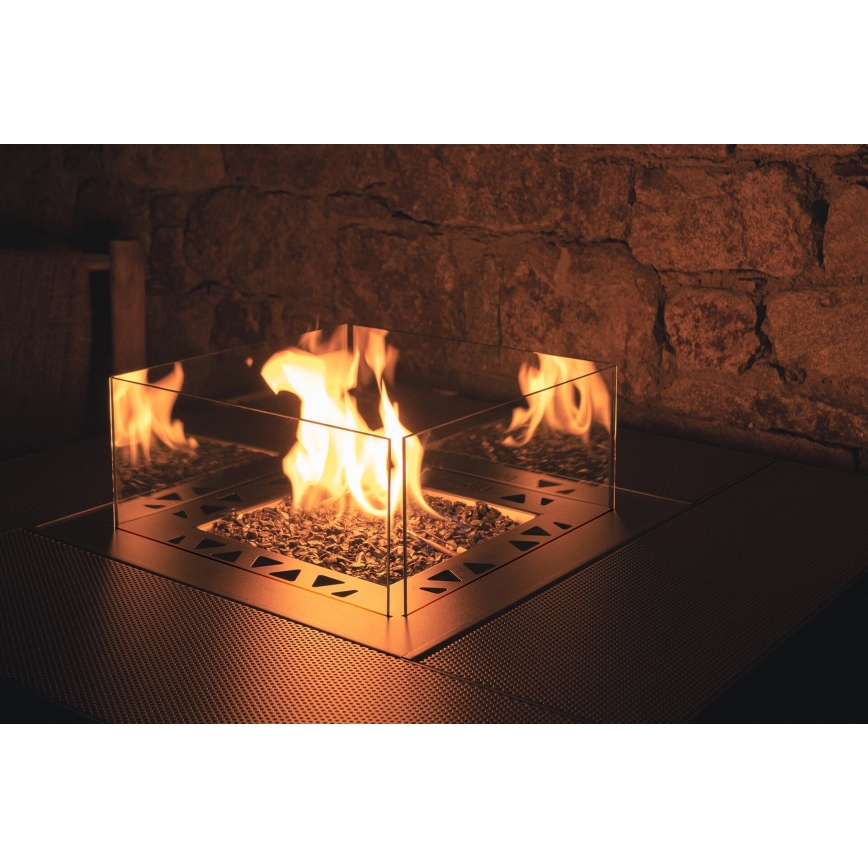 Planika - Buiten gas haard 79,7x90 cm 10kW 1xAAA zwart + beschermende hoes