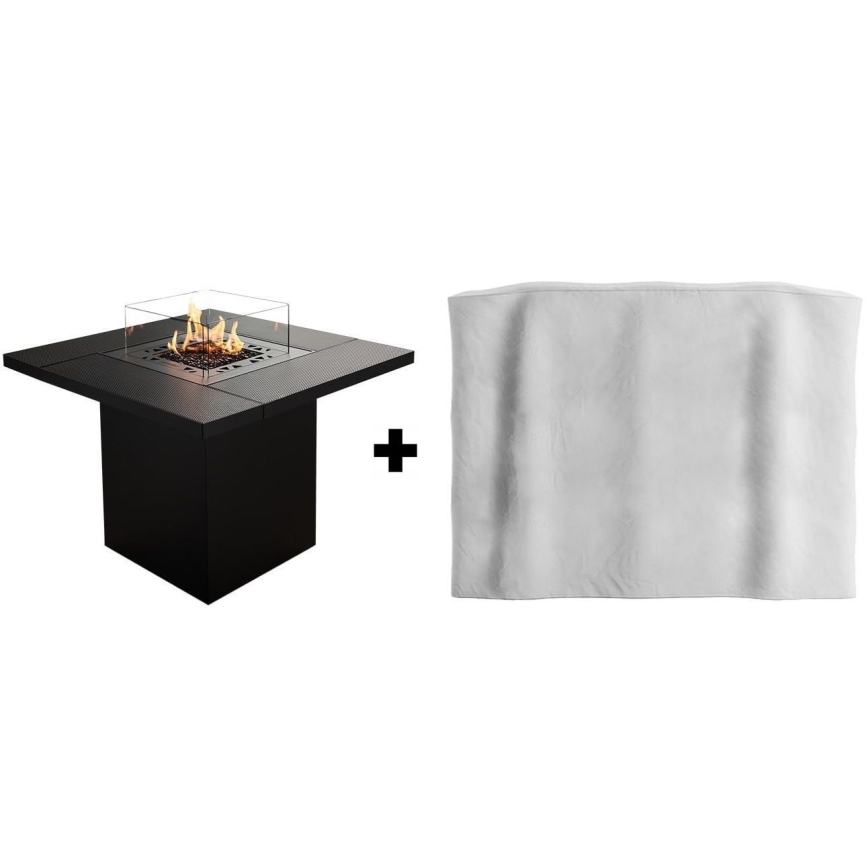 Planika - Buiten gas haard 79,7x90 cm 10kW 1xAAA zwart + beschermende hoes
