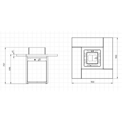 Planika - Buiten gas haard 79,7x90 cm 10kW 1xAAA zwart + beschermende hoes
