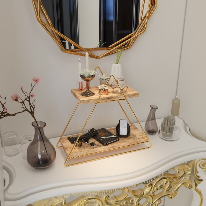 Plank organisator 35x40 cm goud