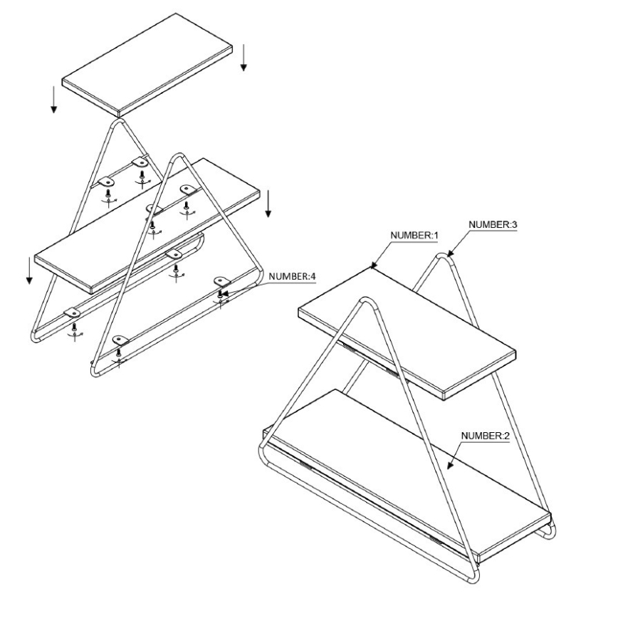 Plank organisator 35x40 cm goud