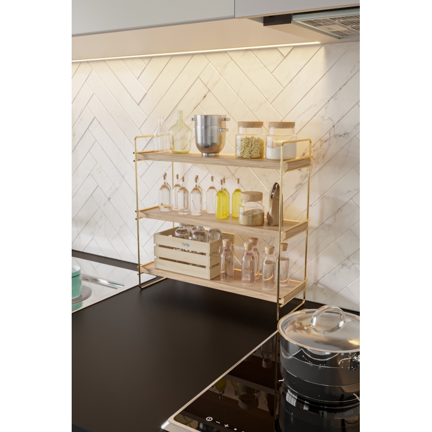 Plank organisator 45x40 cm goud/bruin