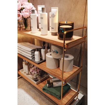 Plank organisator 45x40 cm goud/bruin