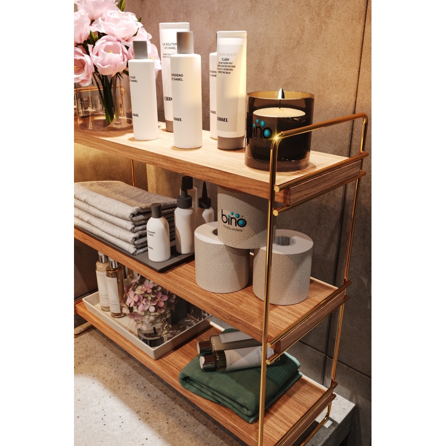 Plank organisator 45x40 cm goud/bruin