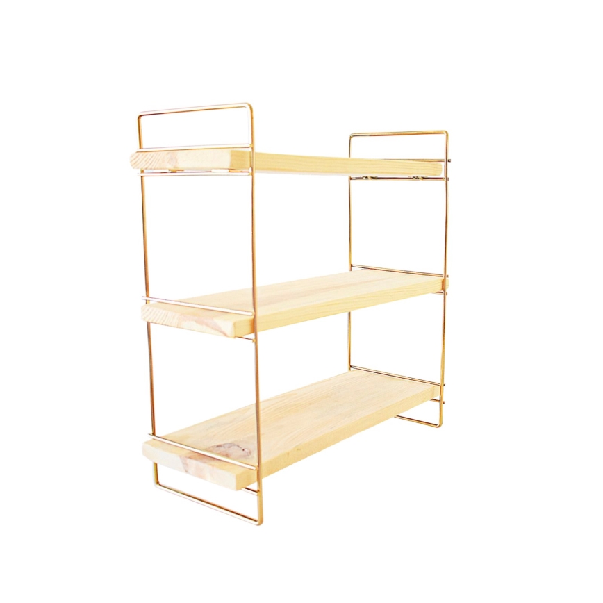 Plank organisator 45x40 cm goud/bruin