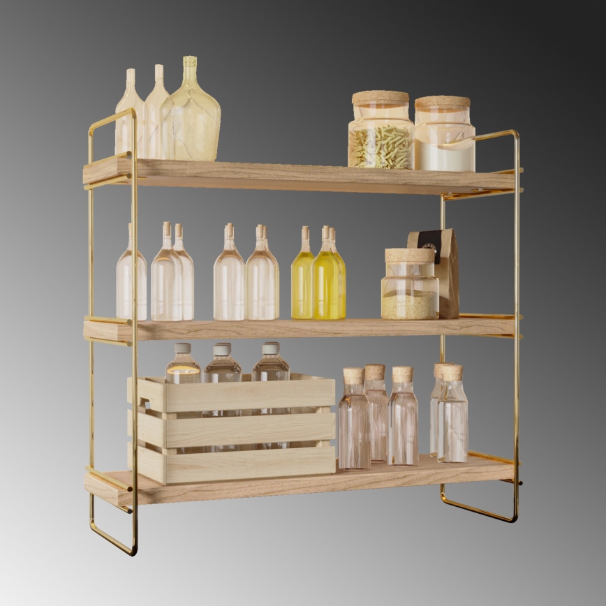 Plank organisator 45x40 cm goud/bruin