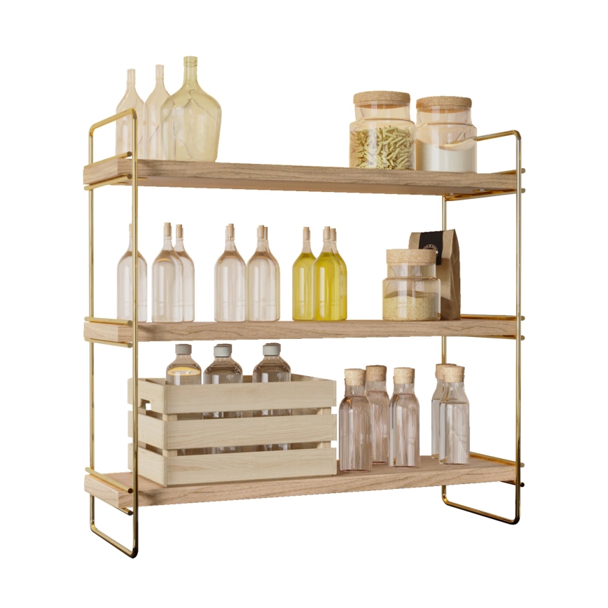 Plank organisator 45x40 cm goud/bruin