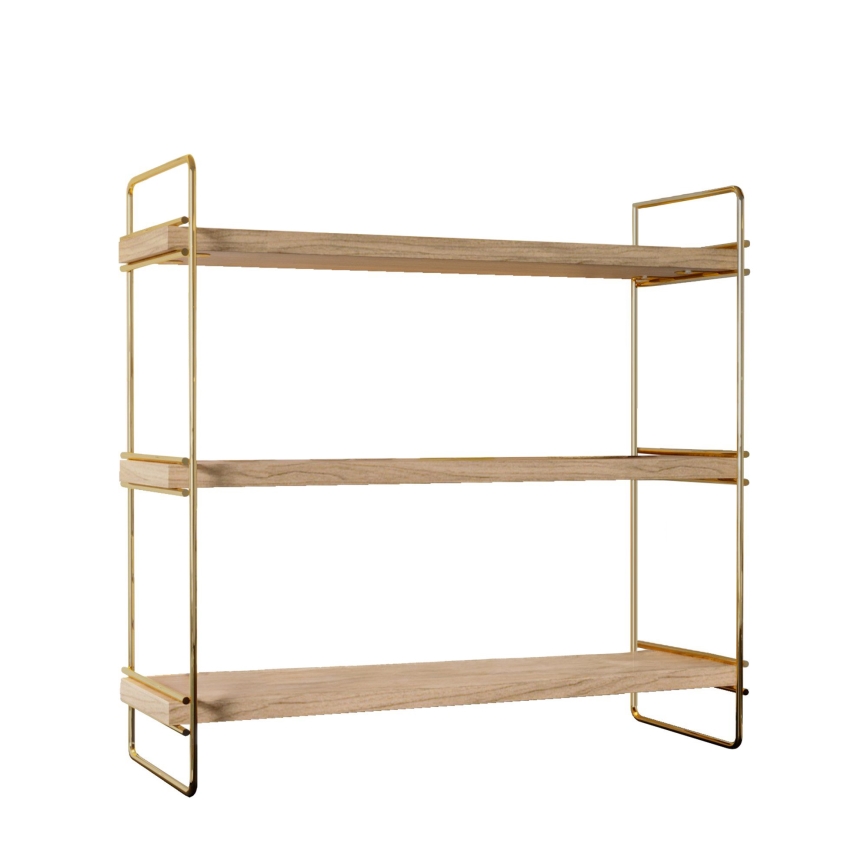Plank organisator 45x40 cm goud/bruin