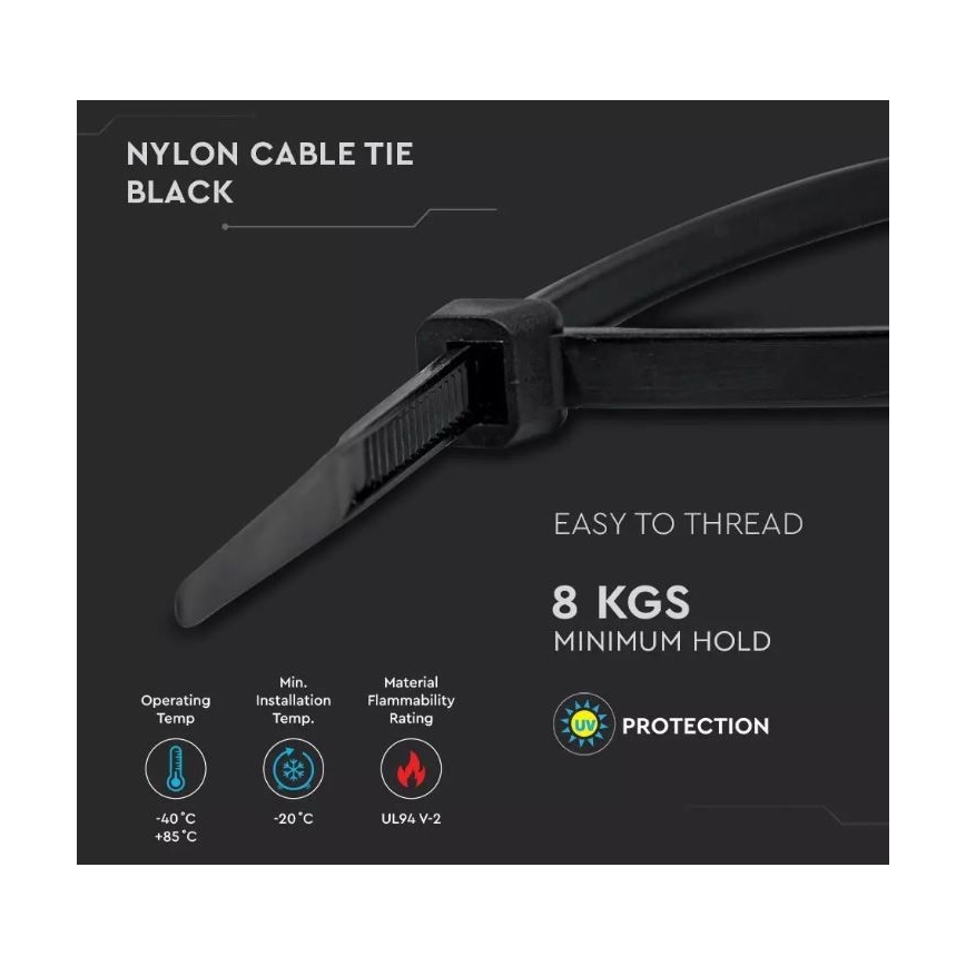 Plastic Banden met Sluiting 2,5x100mm 100pcs zwart