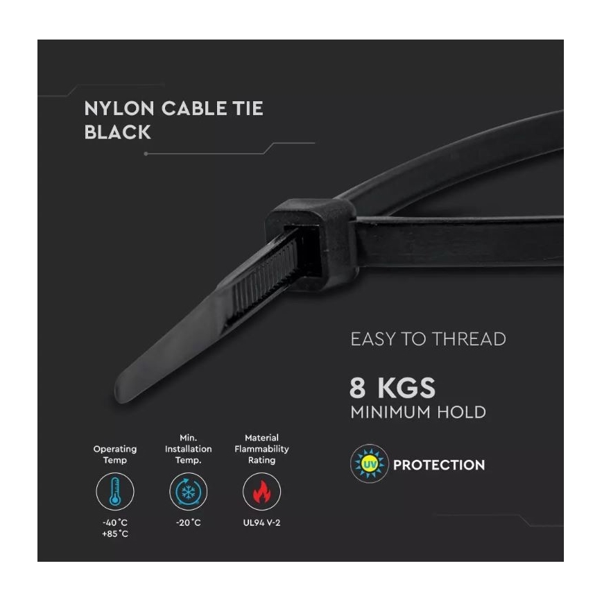 Plastic Banden met Sluiting 2,5x150mm 100pcs zwart