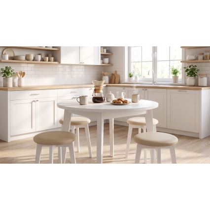 Poef KUBE Ø 36 cm wit/beige