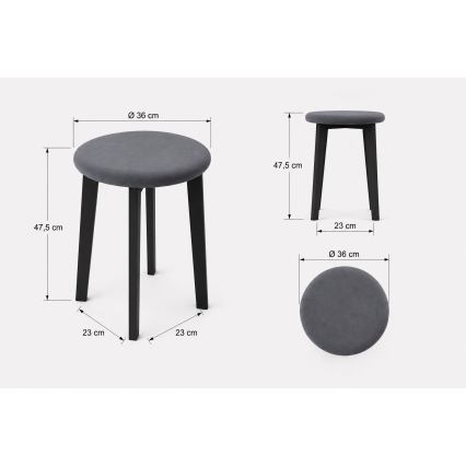 Poef KUBE Ø 36 cm wit/grijs