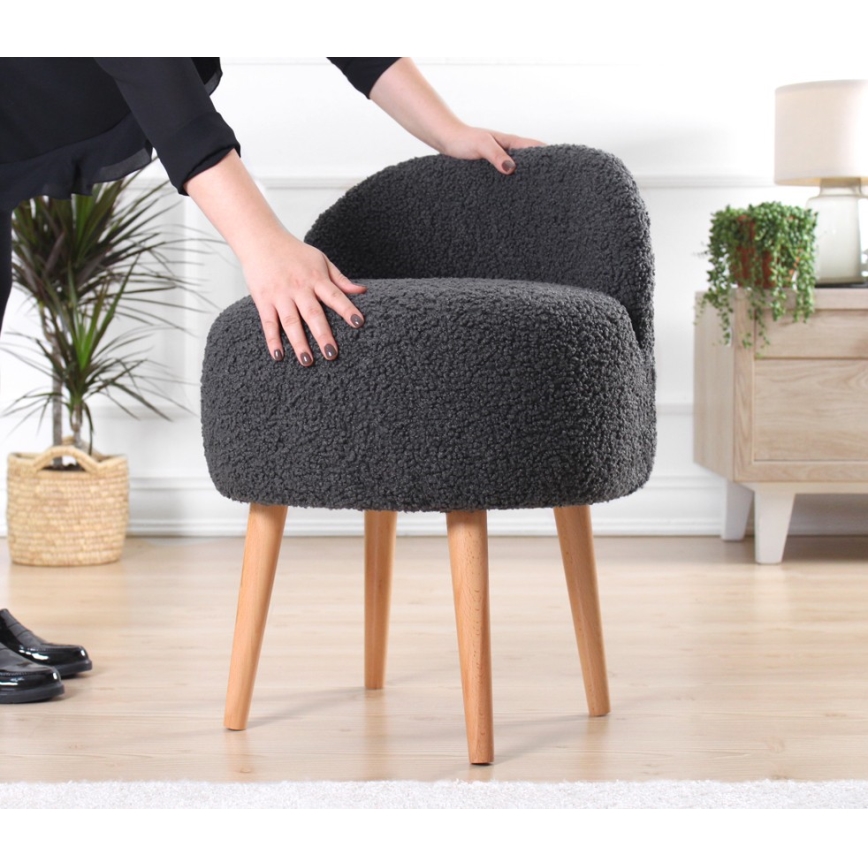 Poef MIKI Ø 46 cm donkergrijs