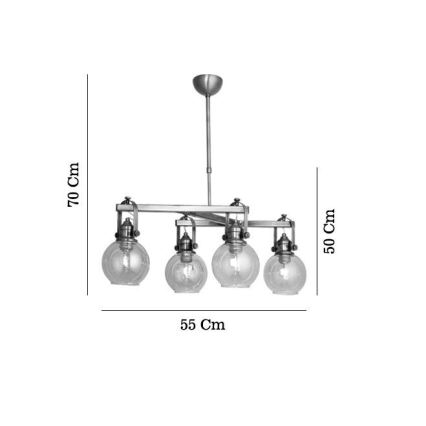 POLINO kroonluchter met stang 4xE27/40W/230V bronskleurig