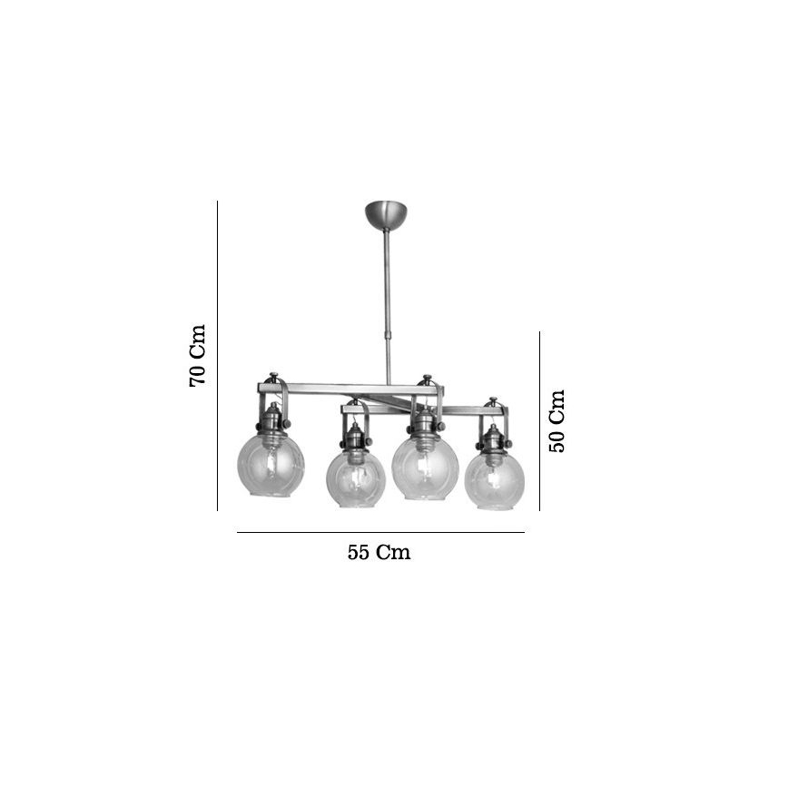 POLINO kroonluchter met stang 4xE27/40W/230V bronskleurig
