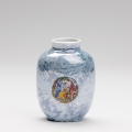 Porselein vaas 12,5x9 cm parelmoer blauw genaden