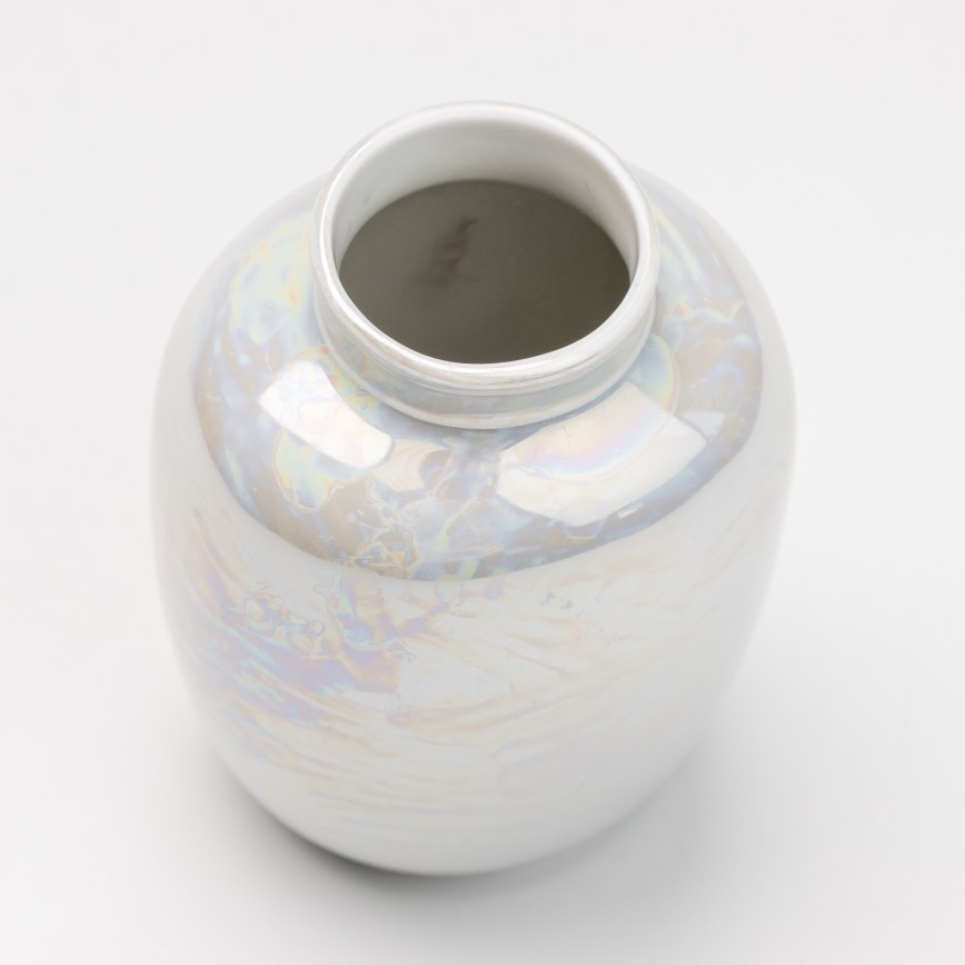 Porselein vaas 12,5x9 cm parelmoer wit