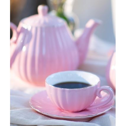 Porseleinen koffieservies 15-delig roze