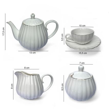 Porseleinen koffieset 15-delig, wit