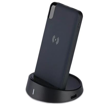 Power Bank 8000mAh/3,7V draadloos oplaadbaar met docking station blauw