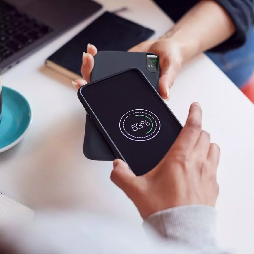 Power Bank 8000mAh/3,7V draadloos oplaadbaar met docking station blauw