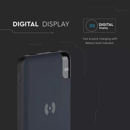 Power Bank 8000mAh/3,7V draadloos oplaadbaar met docking station blauw