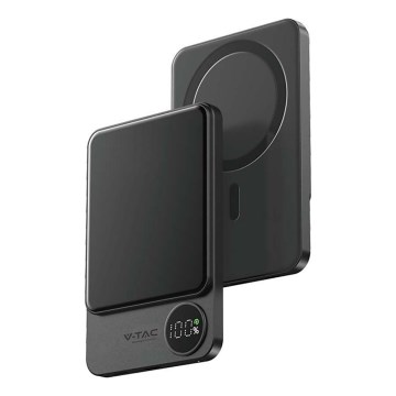 Powerbank met display en draadloos opladen Power Delivery 5000mAh/20W/5V zwart
