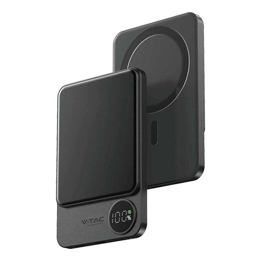 Powerbank met display en draadloos opladen Power Delivery 5000mAh/20W/5V zwart