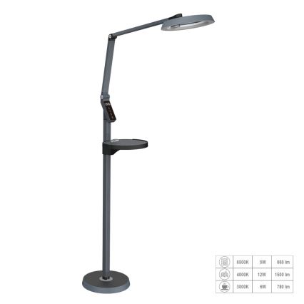 Prezent 31220 - LED Dimbaar aanraken Staande lamp SALSA LED/15W/230V USB
