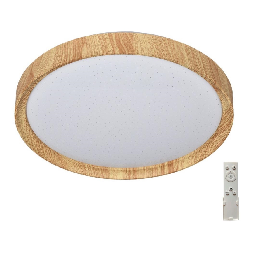 Prezent 71330 - Dimbare LED Plafond Lamp WOODEN LED/33W/230V 3000-6500K + afstandsbediening