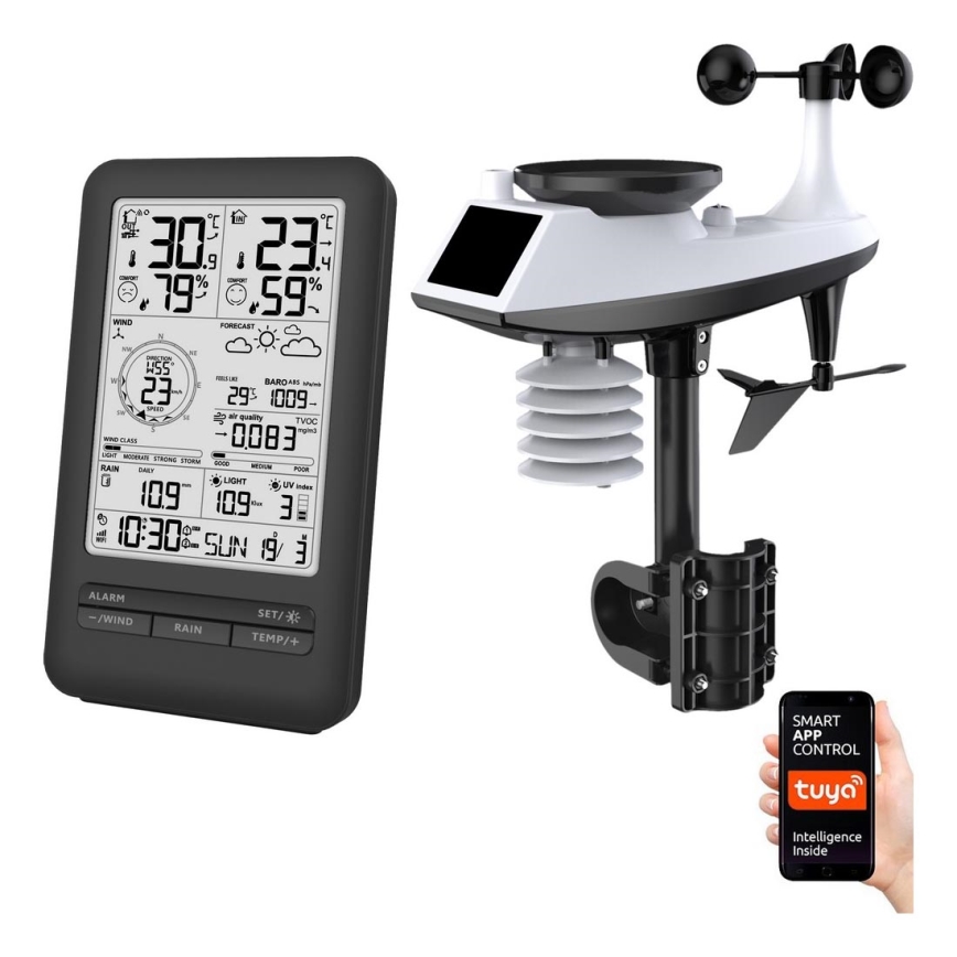 Professioneel weerstation met LCD-scherm 5V/2xAA + 3xAA + 2xAA Wi-Fi Tuya