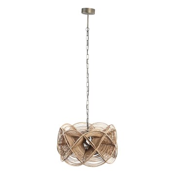 PTMD - Hanglamp aan ketting YENA 1xE27/40W/230V Ø 57 cm rotan