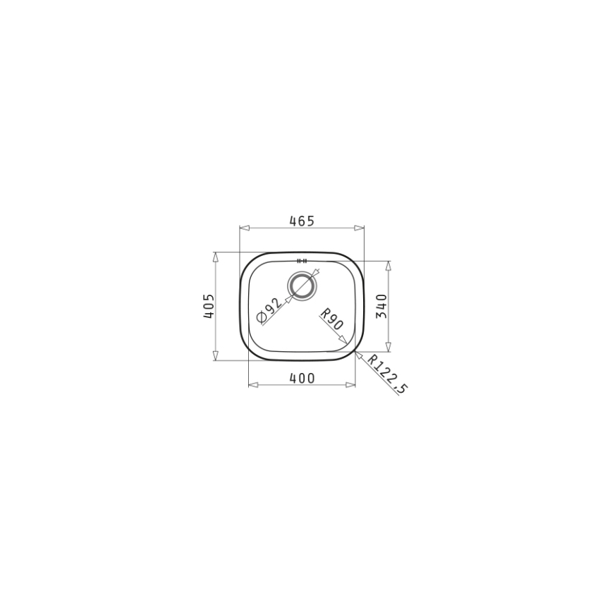 Pyramis 100080101 - Gootsteen KIBA SQUARE 46,5x40,5 cm