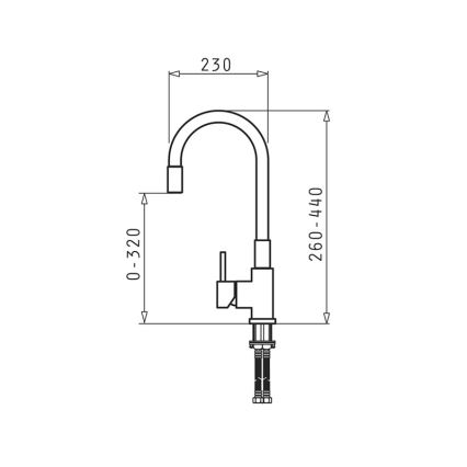 Pyramis 90938001 - Kraan voor gootsteen met flexibele arm FLESSI grijs