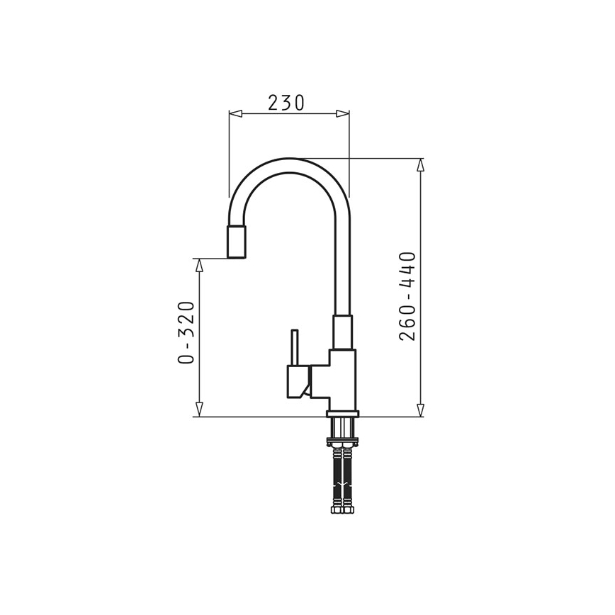 Pyramis 90938101 - Kraan voor gootsteen met flexibele arm FLESSI beige