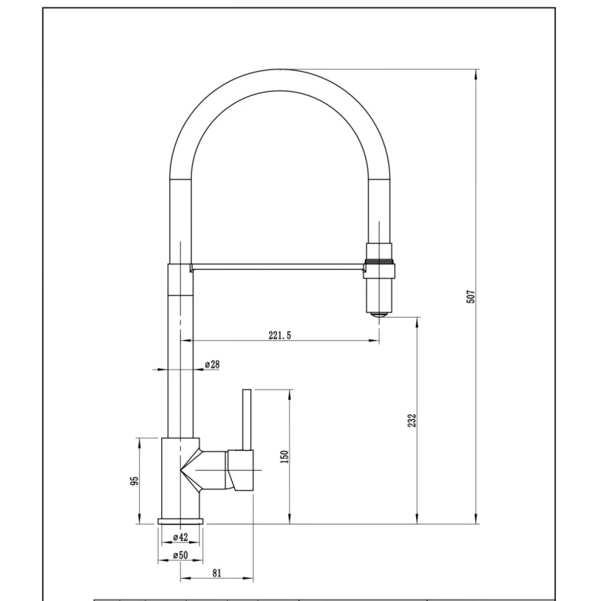 Pyramis 90939801 - Kraan voor gootsteen met flexibele arm SERINA chroom/zwart